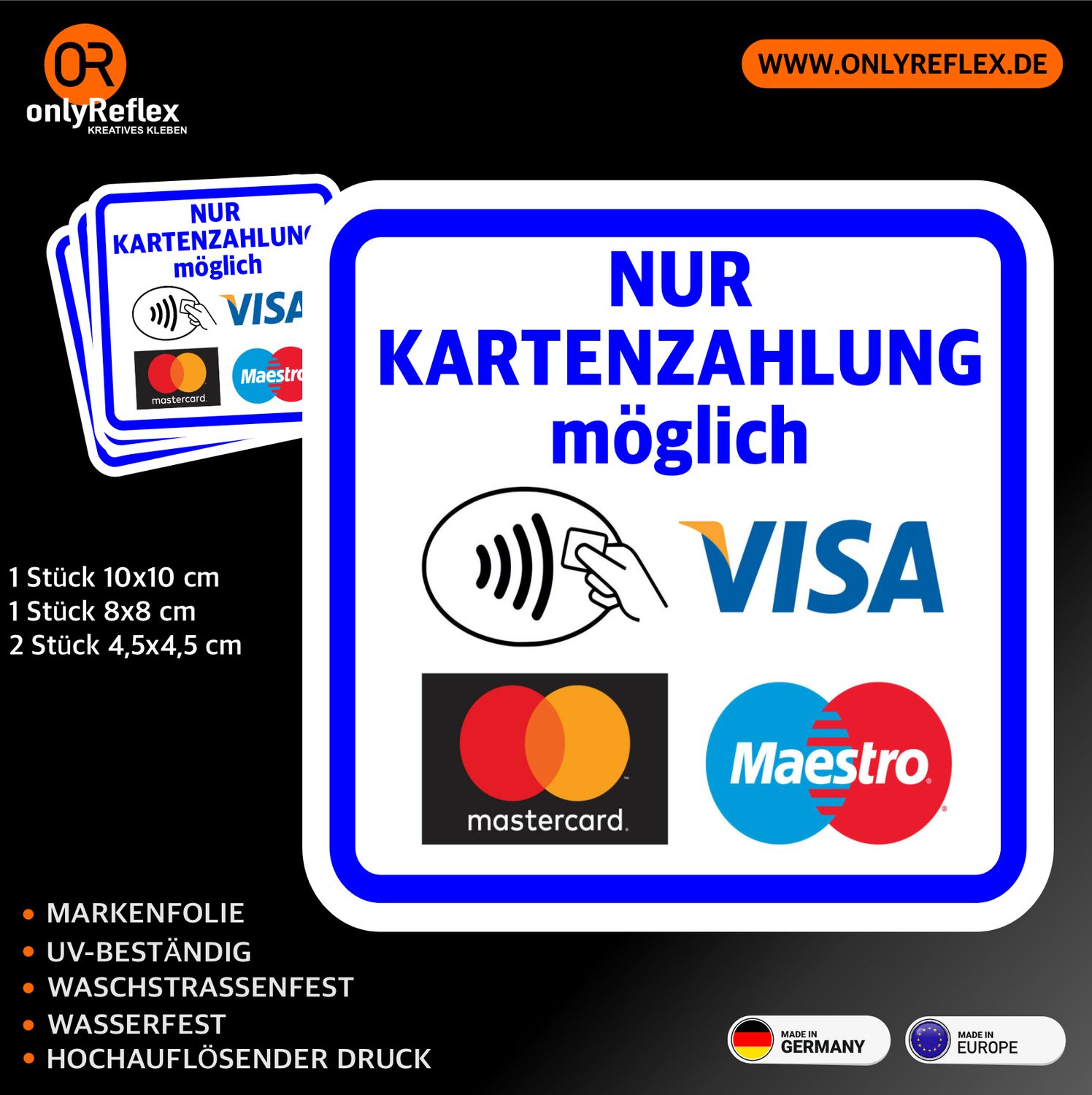 NUR KARTENZAHLUNG MÖGLICH - Aufkleber NUR KARTENZAHLUNG MÖGLICH - Aufkleber