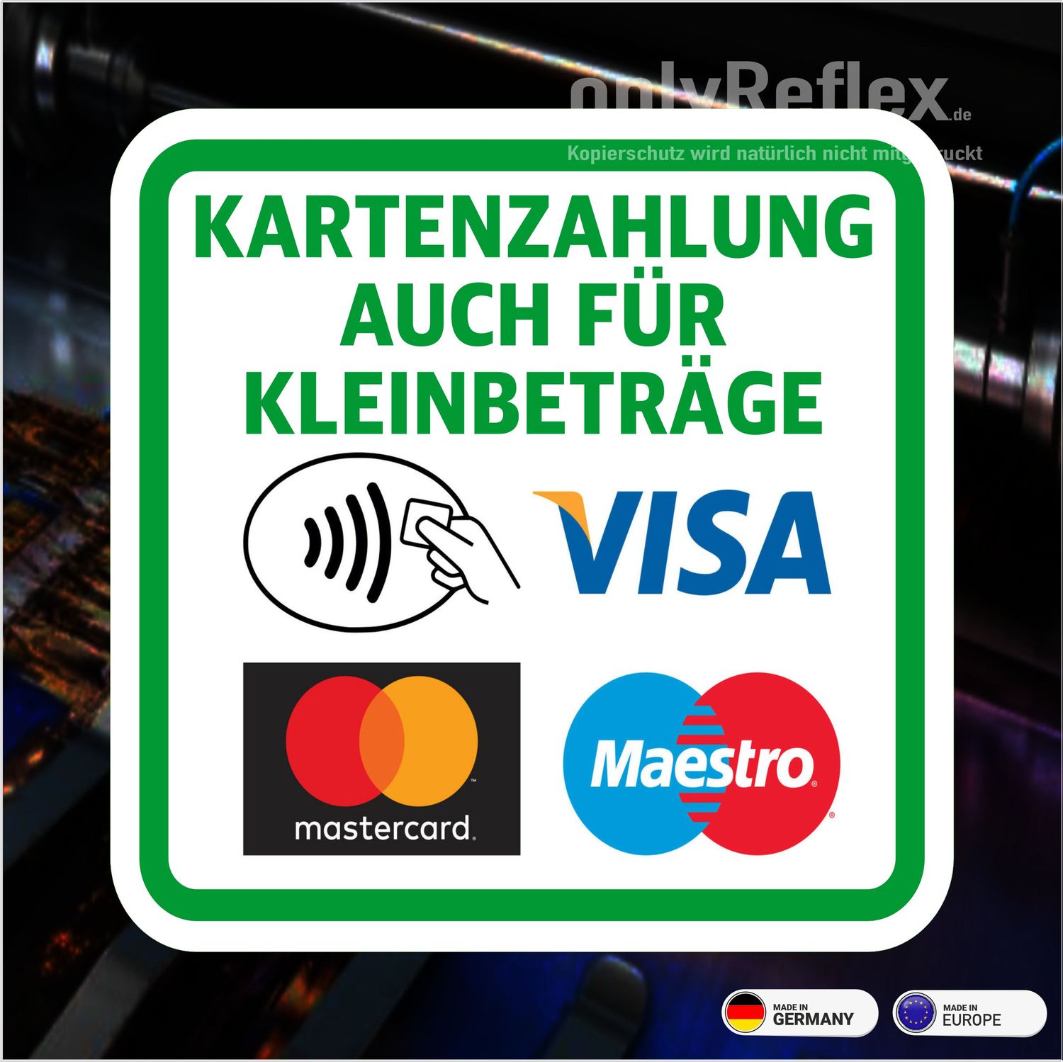 KARTENZAHLUNG auch für Kleinbeträge - Aufkleber