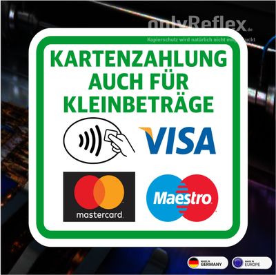 KARTENZAHLUNG auch für Kleinbeträge - Aufkleber