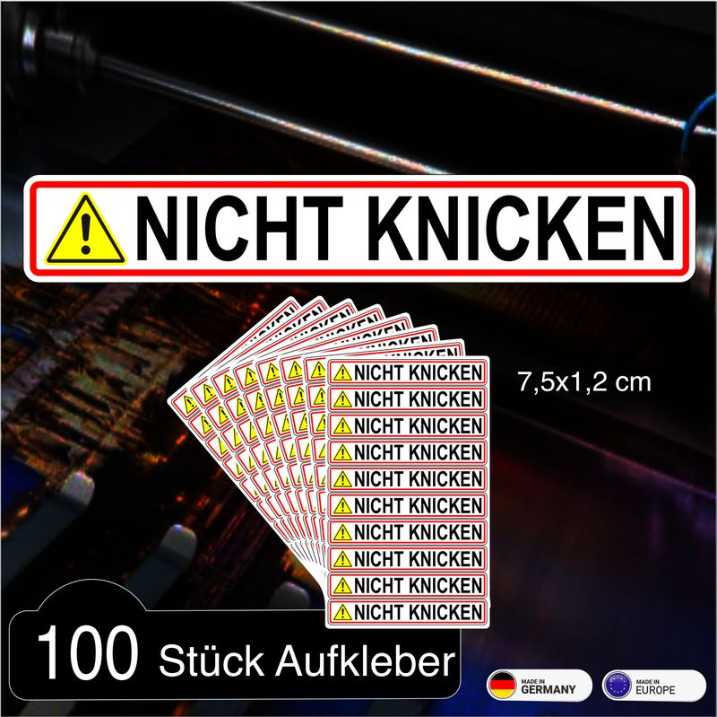 NICHT KNICKEN - Aufkleber (VE 100 Stück) NICHT KNICKEN - Aufkleber (VE 100 Stück)