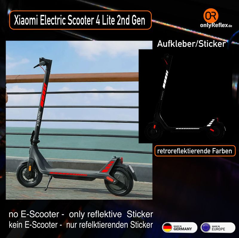 Xiaomi E-Scooter 4 Lite 2nd Gen - retroreflektierende / fluoreszierende Aufkleber Xiaomi E-Scooter 4 Lite 2nd Gen - retroreflektierende / fluoreszierende Aufkleber