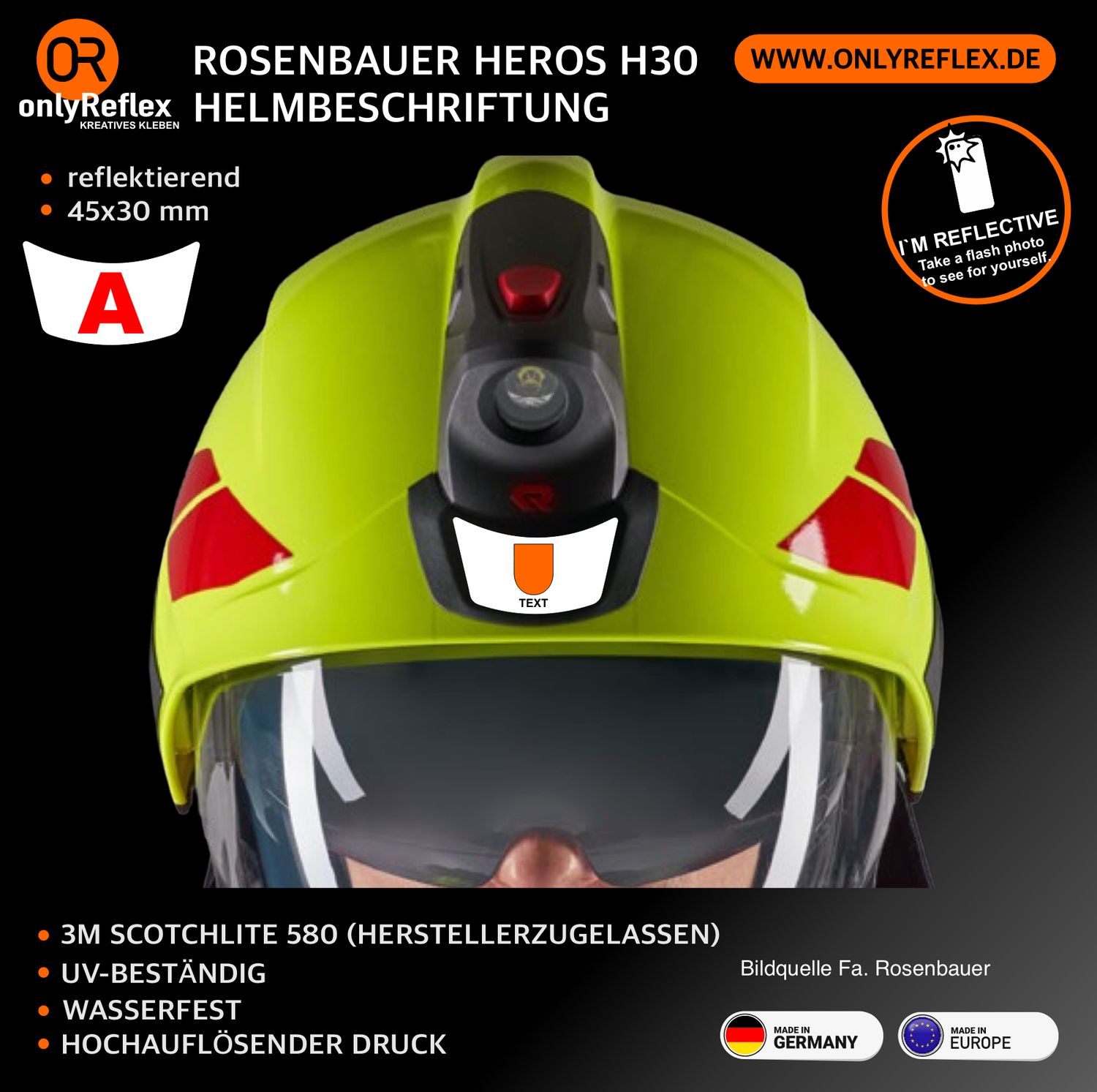 Rosenbauer HEROS H30 - Helmbeschriftung Rosenbauer HEROS H30 - Helmbeschriftung