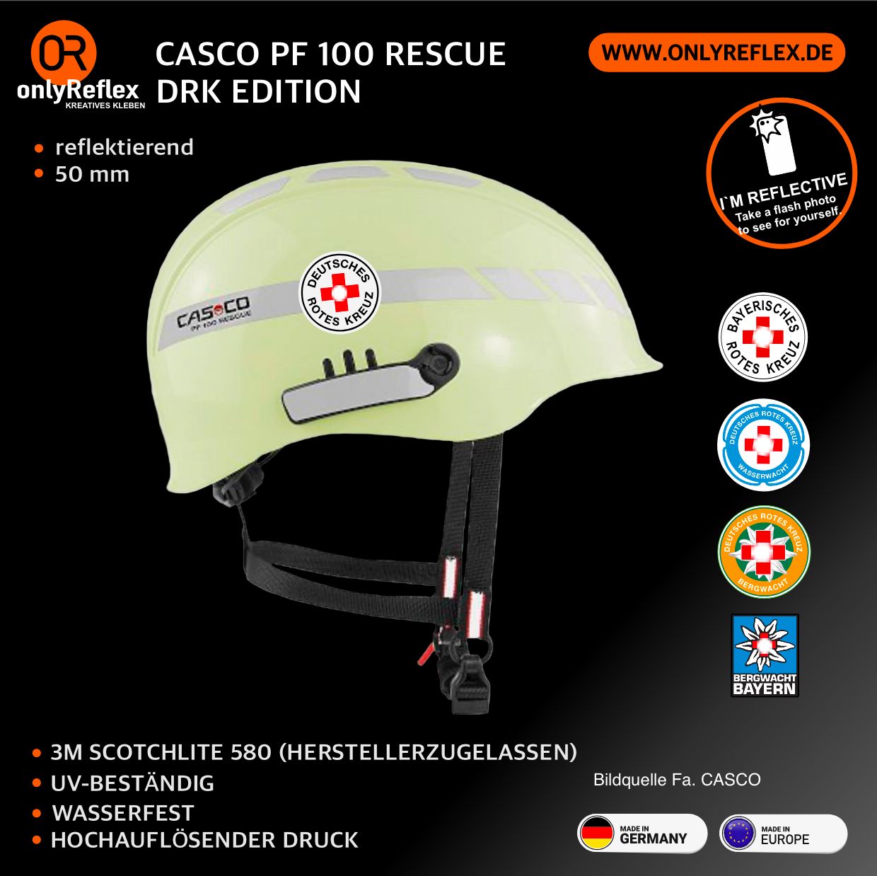 Casco PF 100 Rescue und Gams - DRK Edition - Helmbeschriftung Casco PF 100 Rescue und Gams - DRK Edition - Helmbeschriftung