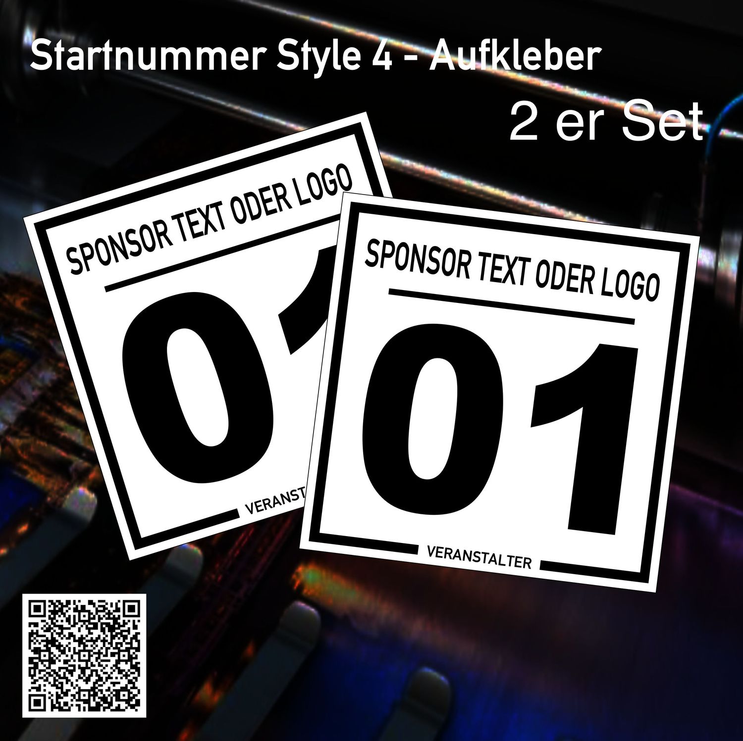 Startnummer Style 4 - festklebender Aufkleber Startnummer Style 4 - festklebender Aufkleber