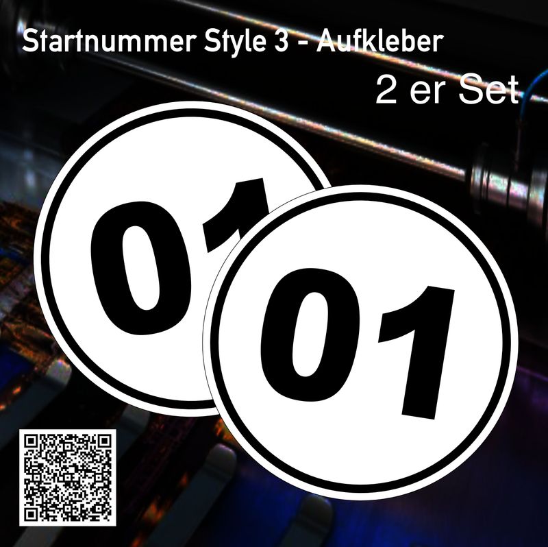 Startnummer Style 3 - festklebender Aufkleber Startnummer Style 3 - festklebender Aufkleber