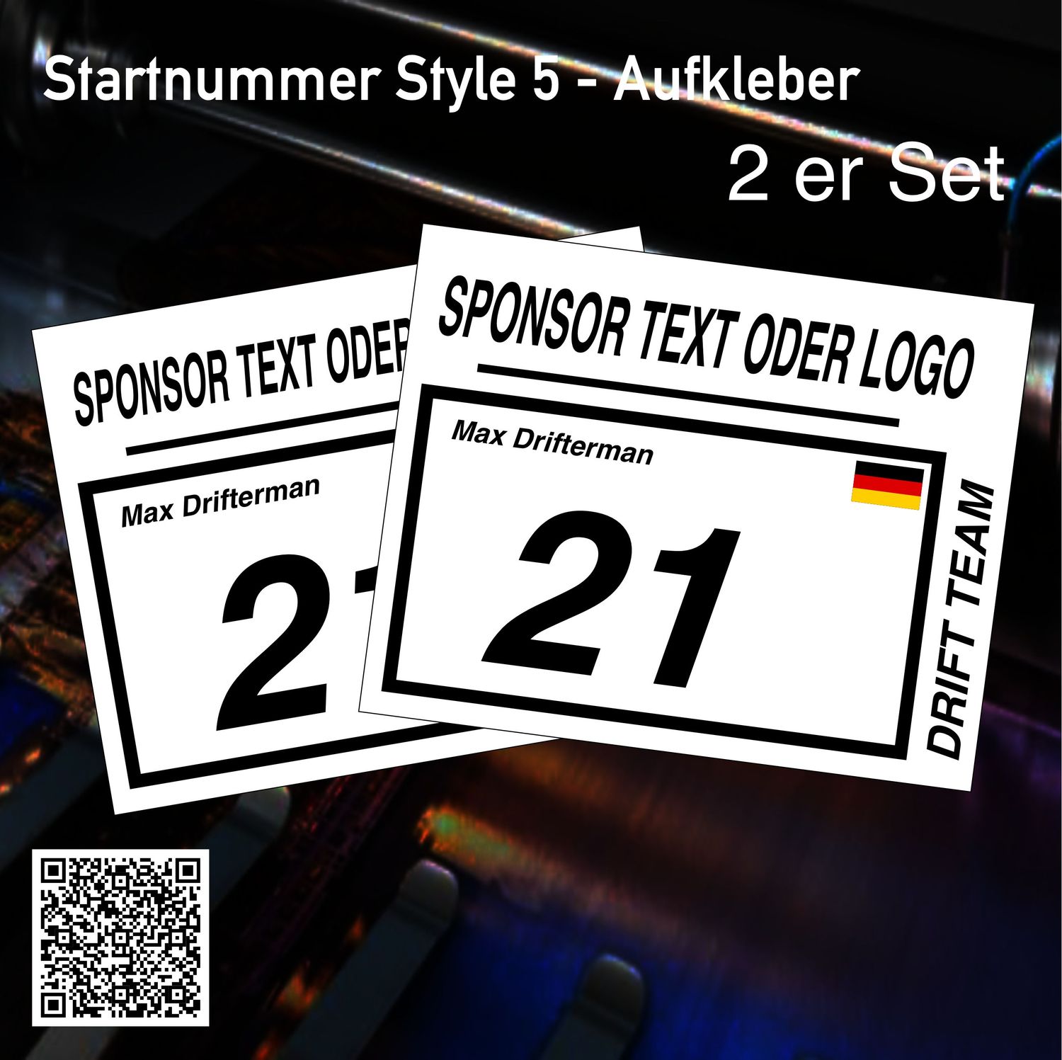 Startnummer Style 5 -festklebeder Aufkleber Startnummer Style 5 -festklebeder Aufkleber