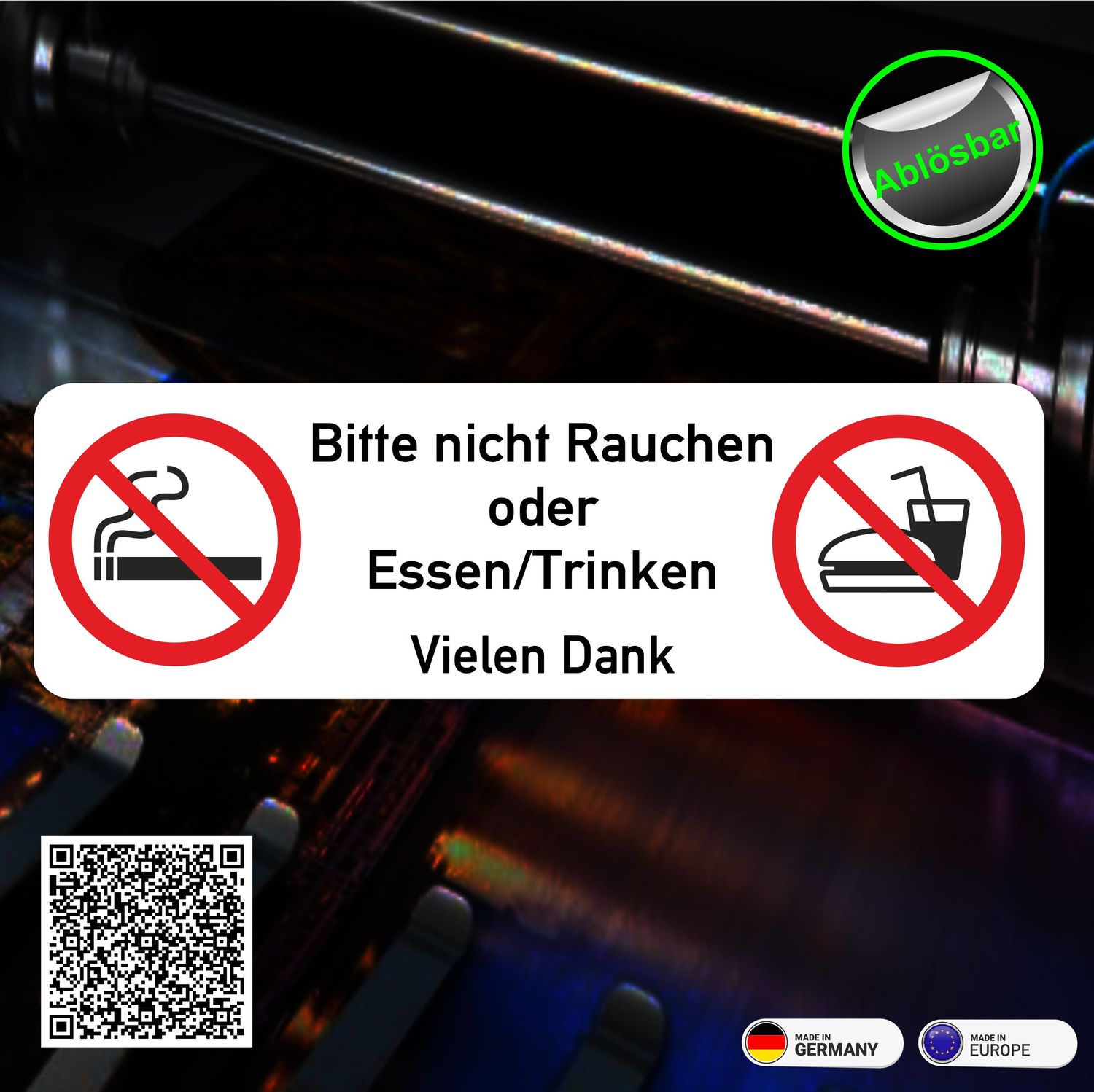 Nicht Rauchen nicht Essen Aufkleber 5 Stück - wiederablösbar Nicht Rauchen nicht Essen Aufkleber 5 Stück - wiederablösbar