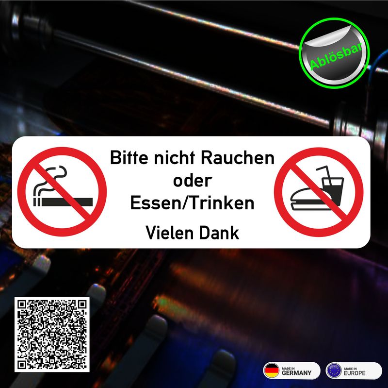 Nicht Rauchen nicht Essen Aufkleber 5 Stück - wiederablösbar Nicht Rauchen nicht Essen Aufkleber 5 Stück - wiederablösbar