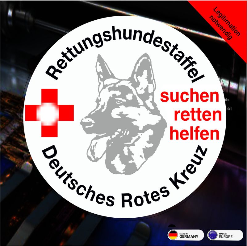 Rettungshundestaffel Deutsches Rotes Kreuz  Rundlogo - Aufkleber