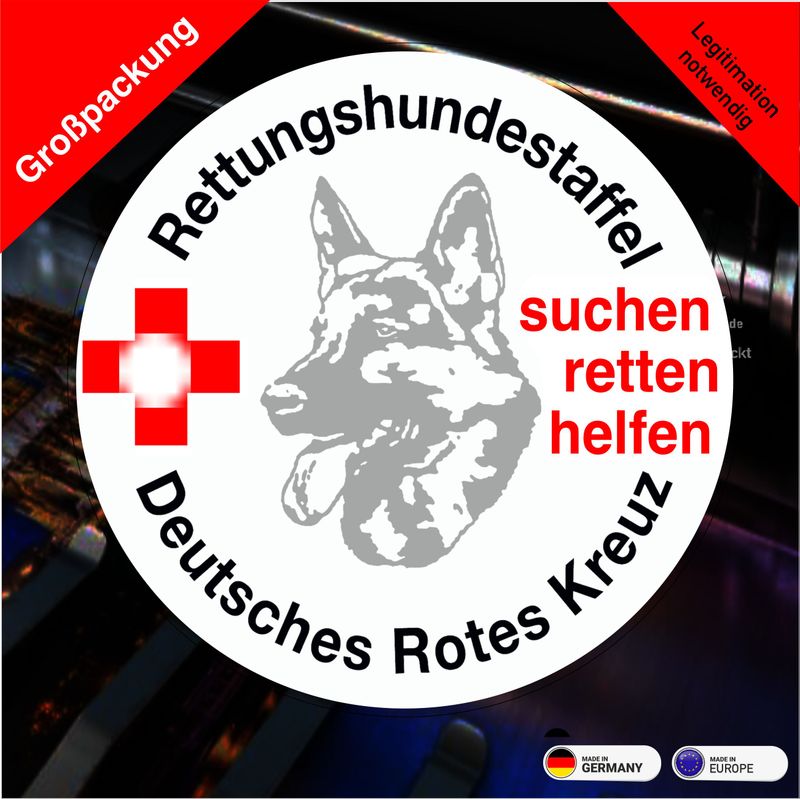 Rettungshundestaffel - Rundlogo - Deutsches Rotes Kreuz- Aufkleber  Großpackung
