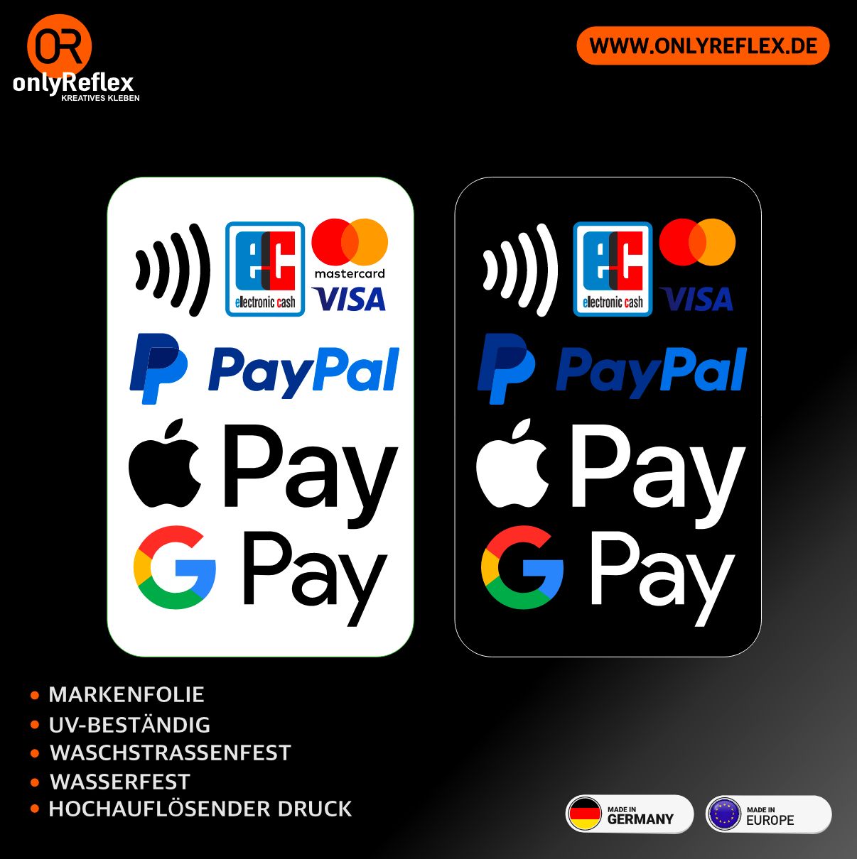 Kartenzahlung EC, Visa, Mastercard, Paypal Apple Pay, Google Pay - 2 Stück Kartenzahlung EC, Visa, Mastercard, Paypal Apple Pay, Google Pay - 2 Stück