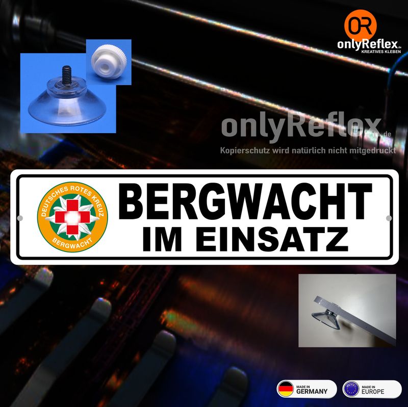 Bergwacht Deutschland Schild mit Saugnapf- 34x8 cm