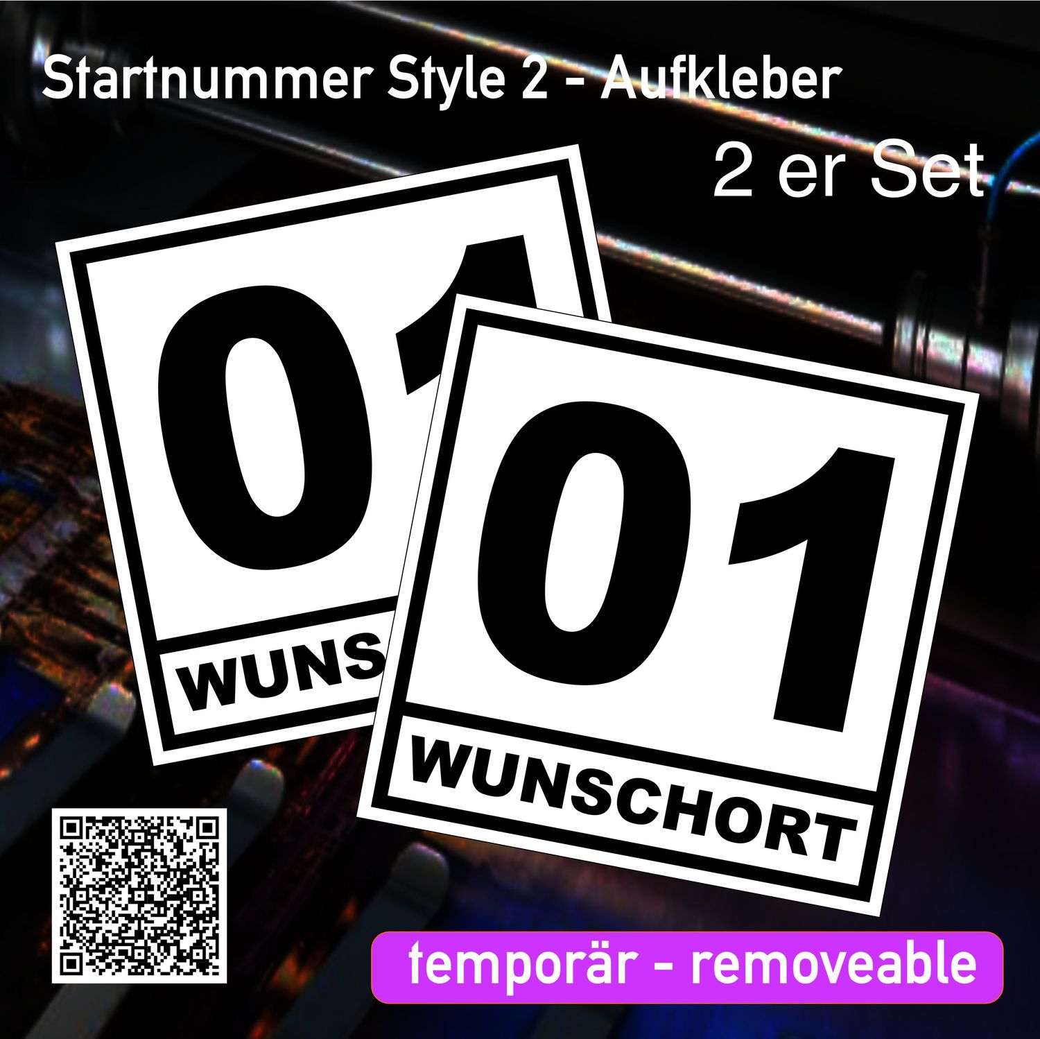 Startnummer Style 2 - removeabler Aufkleber Startnummer Style 2 - removeabler Aufkleber