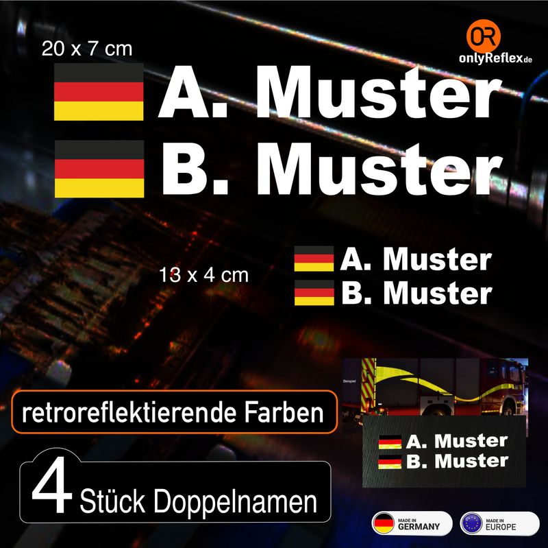Rallye  Namen Fahrer /Beifahrer 2-zeilig (4er Pack) Folienschnitt