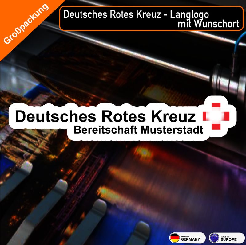 Deutsches Rotes Kreuz  Langlogo mit Wunschort (VE 100 Stück)