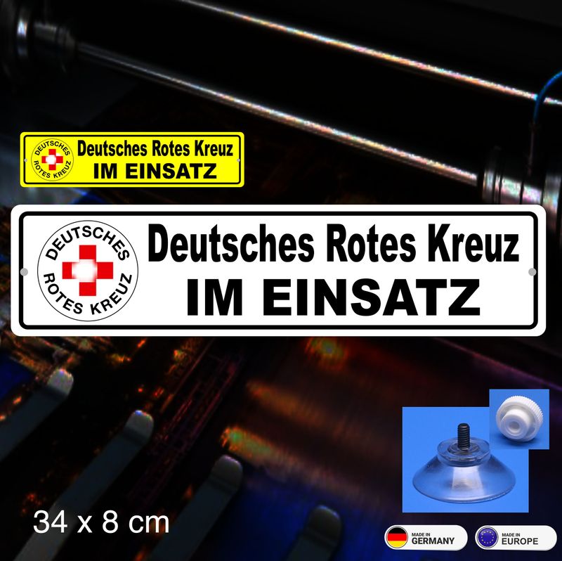 Deutsches Rotes Kreuz - Schild mit Saugnapf, 34x8 cm