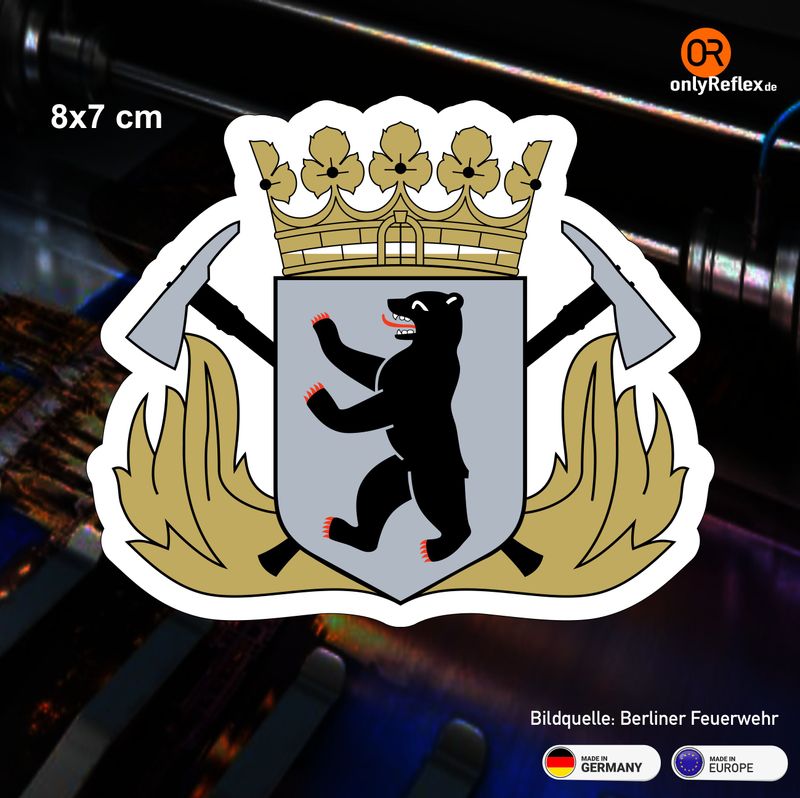 Berliner Feuerwehr Wappen - Aufkleber mit Hintergrund, 8x6 cm Berliner Feuerwehr Wappen - Aufkleber mit Hintergrund, 8x6 cm