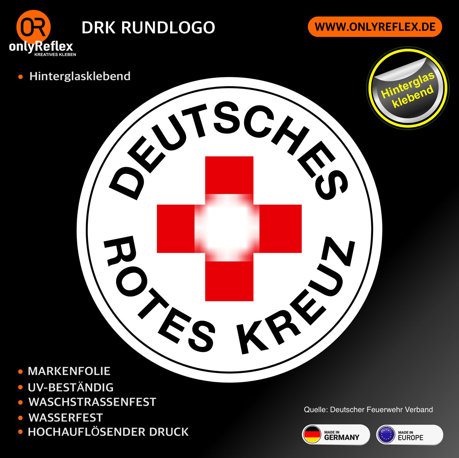 Deutsches Rotes Kreuz Rundlogo Aufkleber - Hinterglasklebend Deutsches Rotes Kreuz Rundlogo Aufkleber - Hinterglasklebend