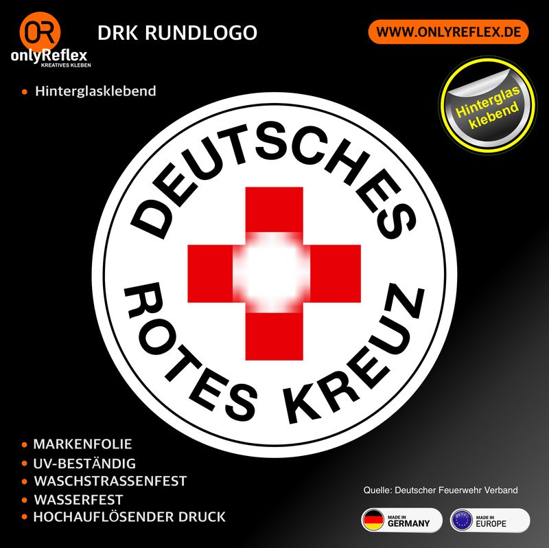 Deutsches Rotes Kreuz Rundlogo Aufkleber - Hinterglasklebend Deutsches Rotes Kreuz Rundlogo Aufkleber - Hinterglasklebend