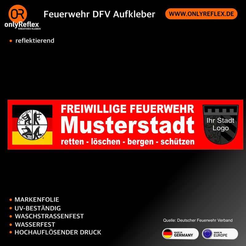 Der klassische Feuerwehraufkleber 20x4,5 cm Der klassische Feuerwehraufkleber 20x4,5 cm