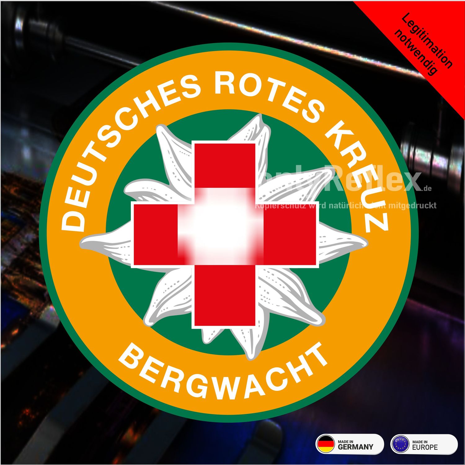 Bergwacht Deutschland Rundlogo - Hinterglasklebend Bergwacht Deutschland Rundlogo - Hinterglasklebend