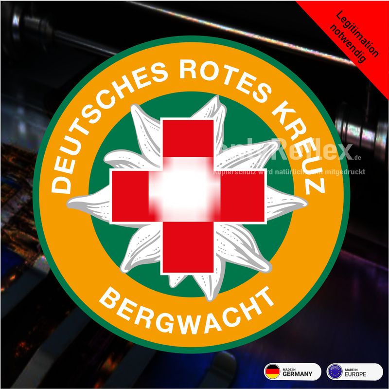 Bergwacht Deutschland Rundlogo - Hinterglasklebend