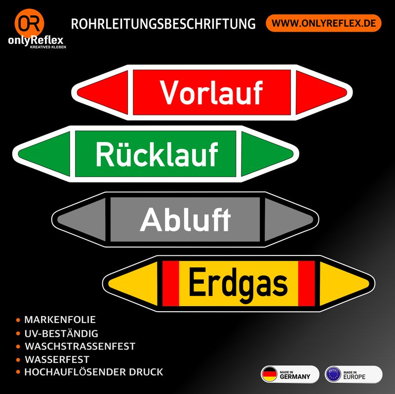 Rohrleitung Beschriftung (VE 10 Stück) Rohrleitung Beschriftung (VE 10 Stück)
