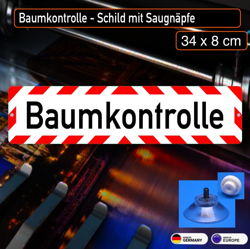 Baumkontrolle - Schild mit Saugnapf, 34x8 cm