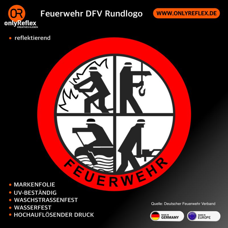 Feuerwehr Rundlogo mit DFV Logo Aufkleber Feuerwehr Rundlogo mit DFV Logo Aufkleber