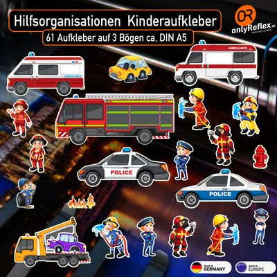 Hilfsorganisation Hilfsorganisation Feuerwehr Polizei Rettungsdienst - Kinderbilder 61 Aufkleber