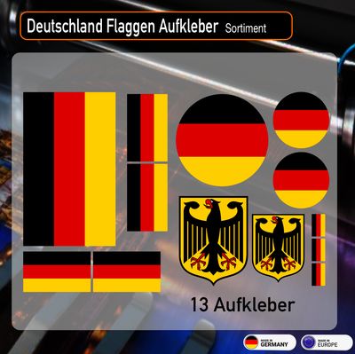 Deutschland Flaggen Wappen Sortiment - 13 Aufkleber Deutschland Flaggen Wappen Sortiment - 13 Aufkleber