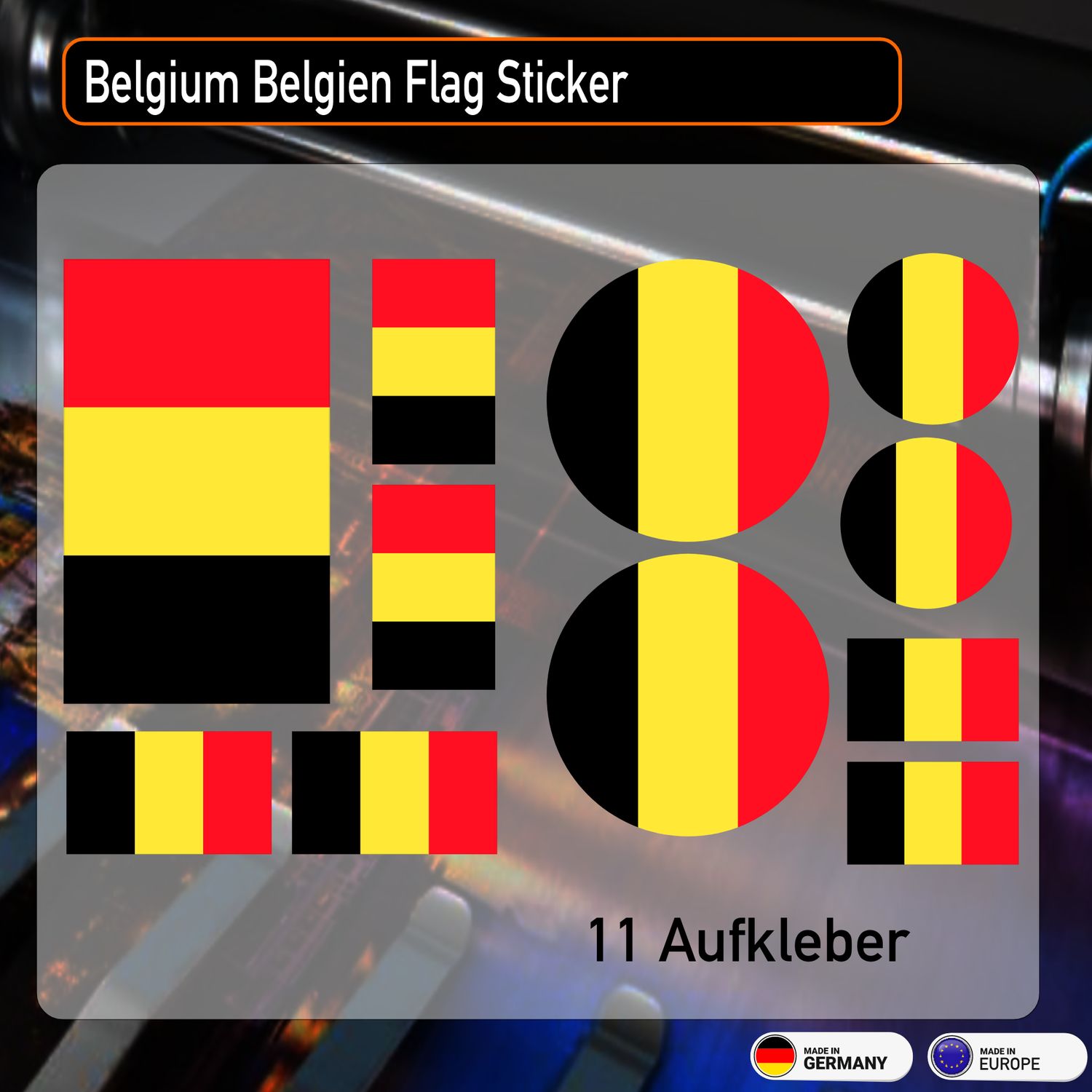 Begium Belgien  Flag Sticker