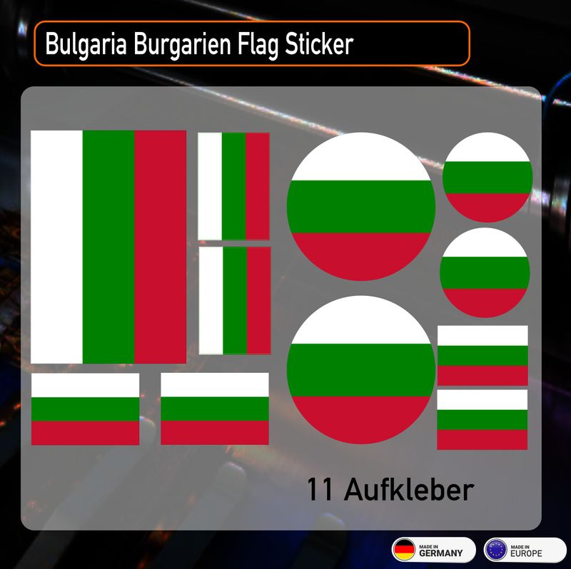 Bulgaria Bulgarien Flag Sticker Sortiment - 11 Aufkleber