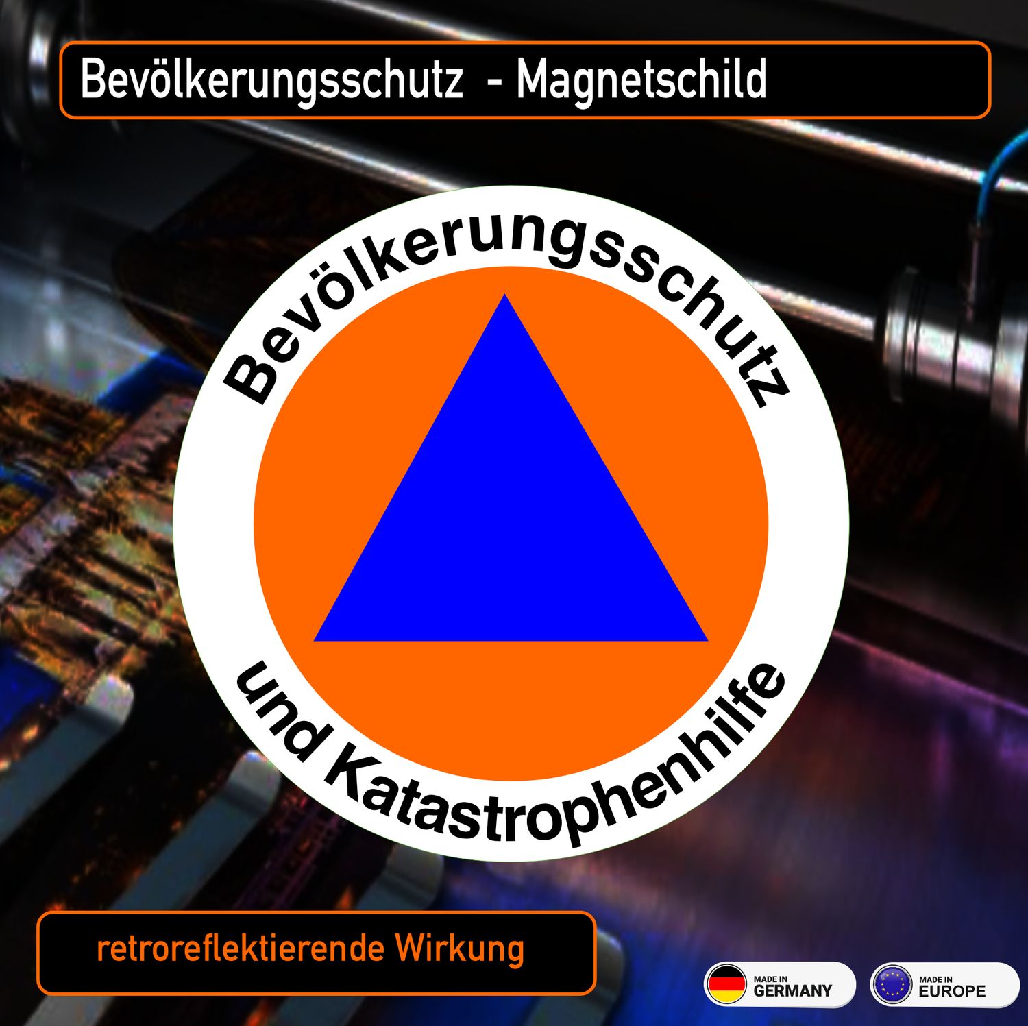 Bevölkerungsschutz und Katastrophenhilfe Rundlogo - Magnetschild 12 cm Bevölkerungsschutz und Katastrophenhilfe Rundlogo - Magnetschild 12 cm