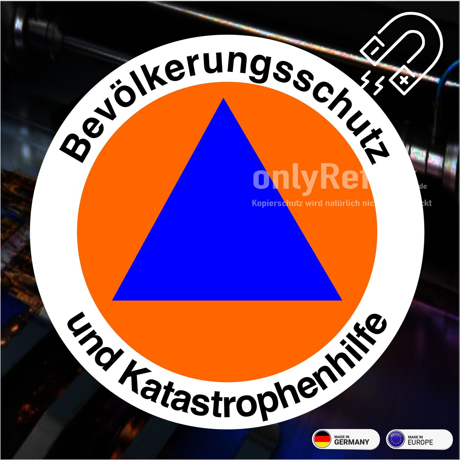 Bevölkerungsschutz und Katastrophenhilfe Rundlogo - Magnetschild 12 cm Bevölkerungsschutz und Katastrophenhilfe Rundlogo - Magnetschild 12 cm