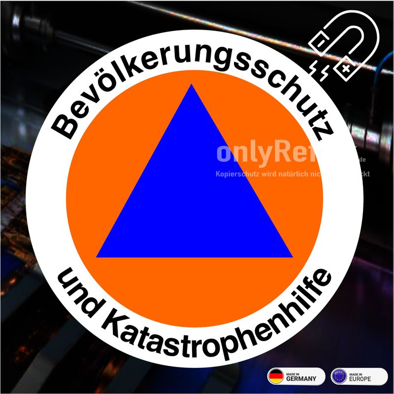 Bevölkerungsschutz und Katastrophenhilfe Rundlogo - Magnetschild 12 cm Bevölkerungsschutz und Katastrophenhilfe Rundlogo - Magnetschild 12 cm