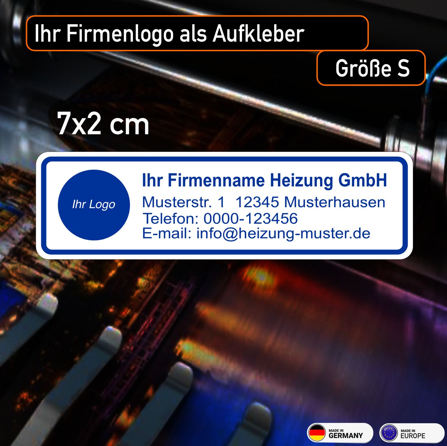 Firmenaufkleber Installateur mit Logo (S) 7x2 cm Firmenaufkleber Installateur mit Logo (S) 7x2 cm