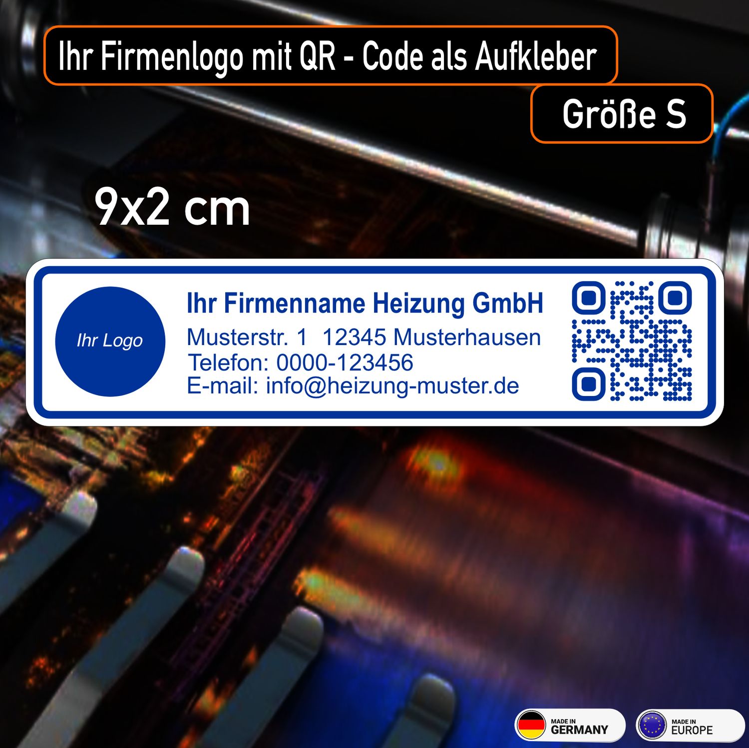 Firmenaufkleber Installateur mit QR Code (S) 9x2 cm Firmenaufkleber Installateur mit QR Code (S) 9x2 cm