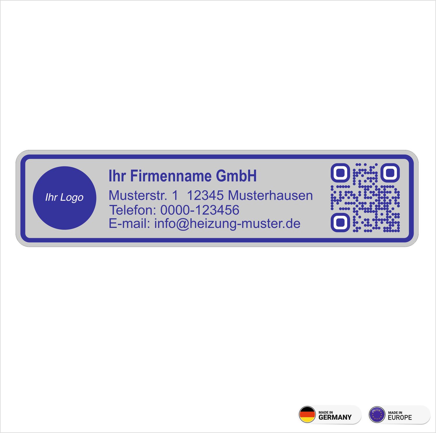 Firmenaufkleber Installateur mit QR Code (S) 9x2 cm Firmenaufkleber Installateur mit QR Code (S) 9x2 cm