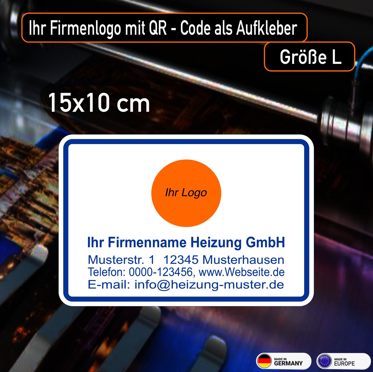 Firmenaufkleber Installateur mit Logo (L) 15x10 cm