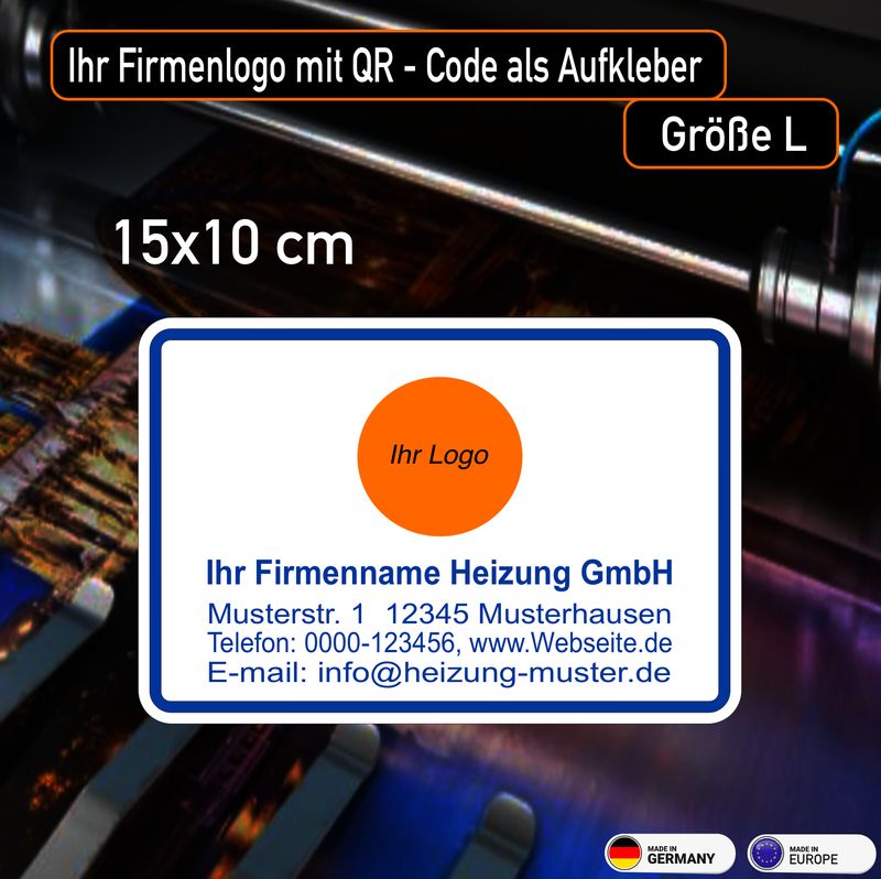 Firmenaufkleber Installateur mit Logo (L) 15x10 cm Firmenaufkleber Installateur mit Logo (L) 15x10 cm