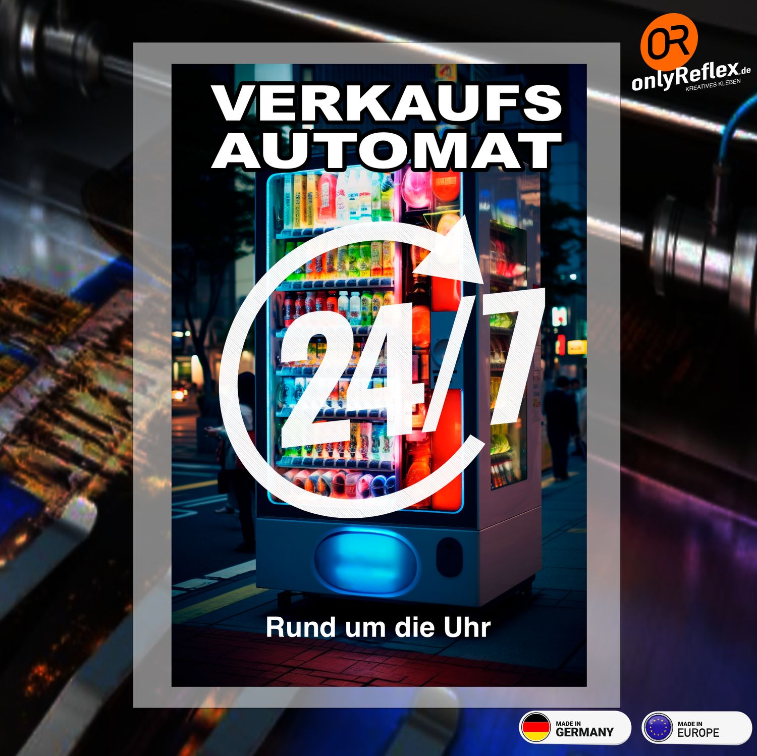 Verkaufsautomat 24/7 - Aufkleber 60x40 cm Verkaufsautomat 24/7 - Aufkleber 60x40 cm