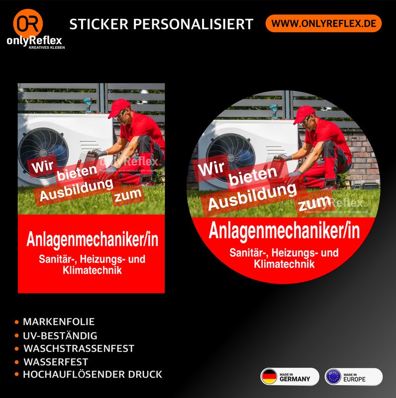 Anlagenmechaniker/in Ausbildung - Aufkleber Anlagenmechaniker/in Ausbildung - Aufkleber