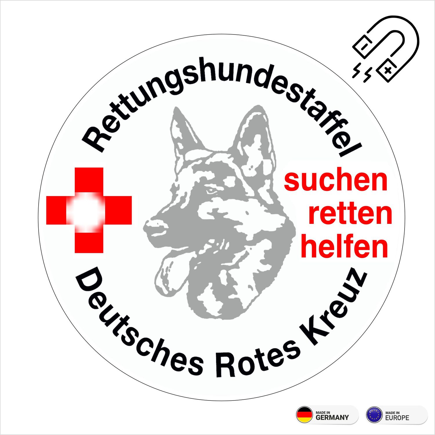 Rettungshundestaffel Deutsches Rotes Kreuz  Rundlogo - Magnetschild