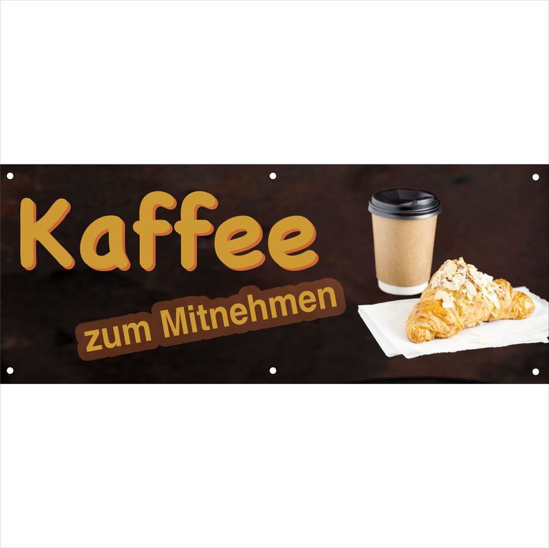 Kaffee to go - PVC Banner Quer mit Ösen