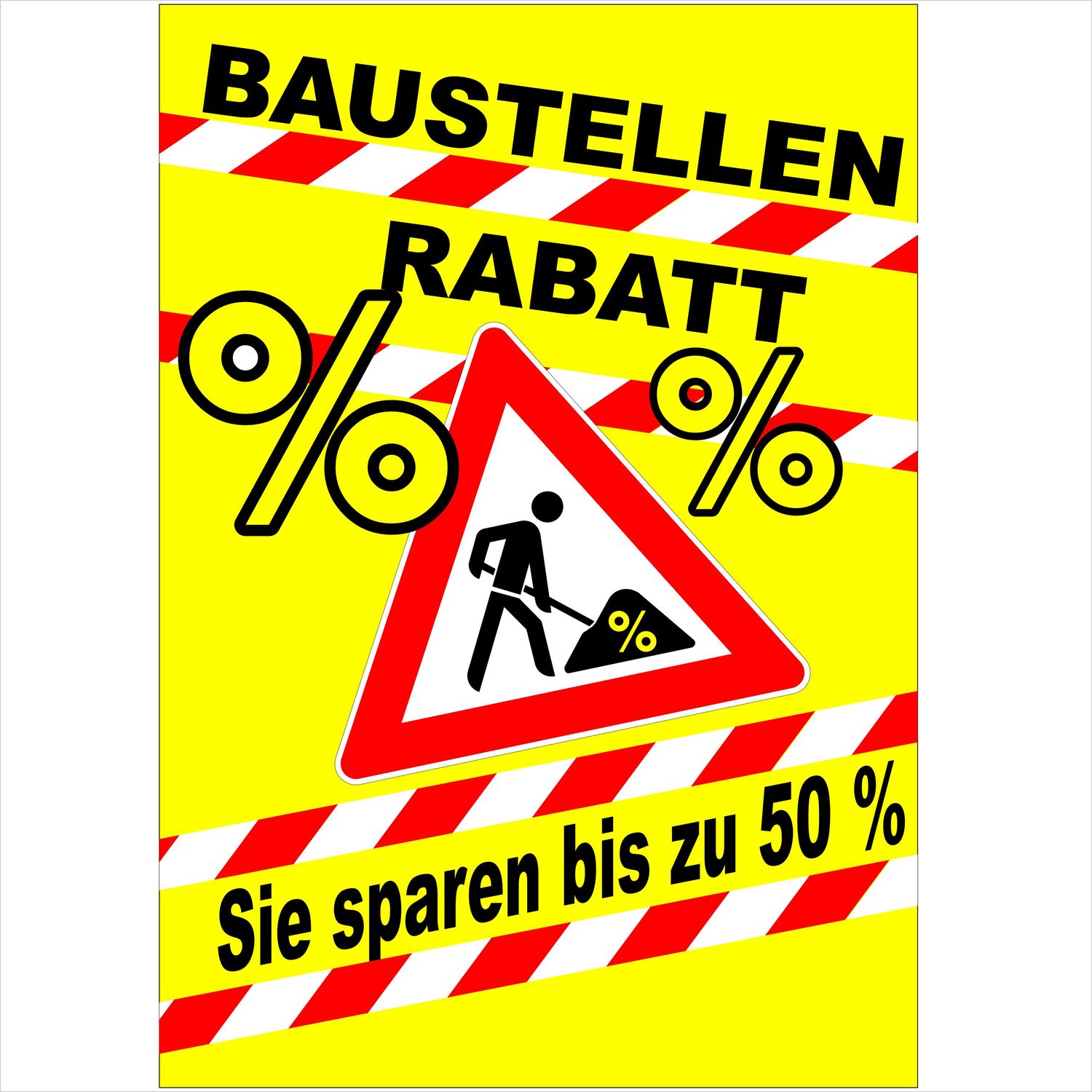Baustellenrabatt gelb  - Aufkleber