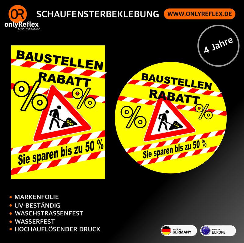 Baustellenrabatt - Aufkleber