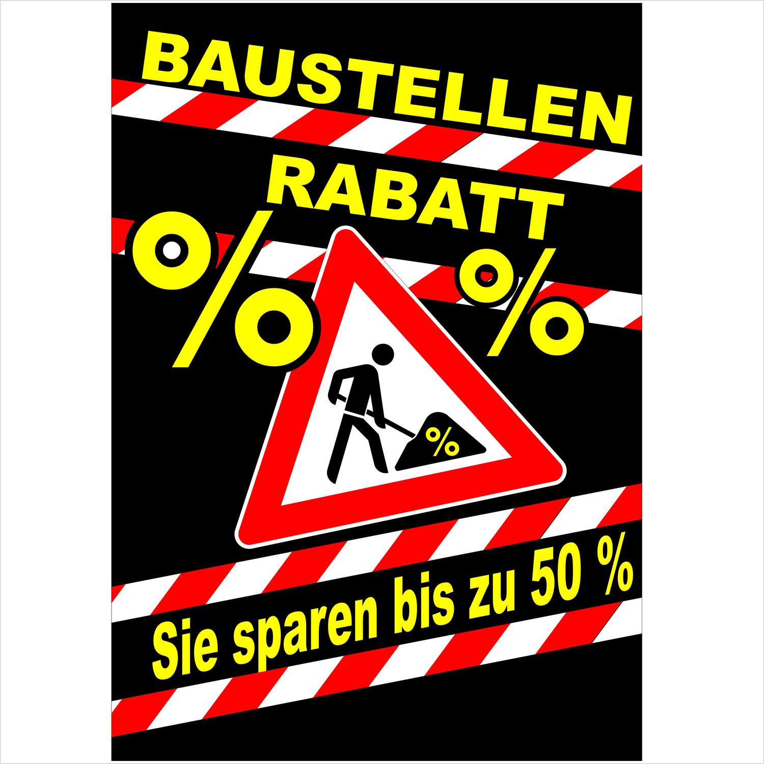 Baustellenrabatt schwarz - Aufkleber Baustellenrabatt schwarz - Aufkleber