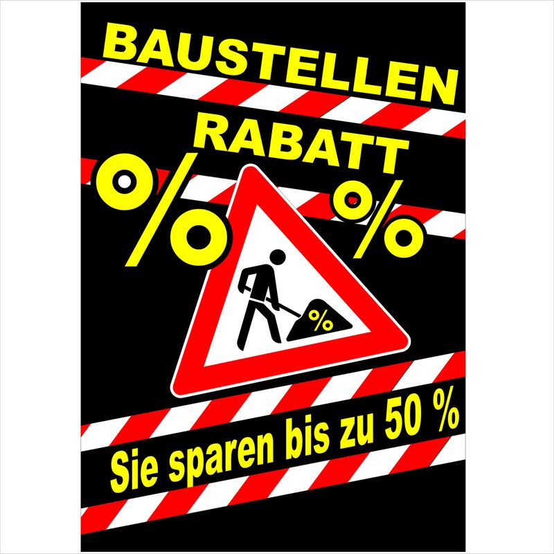 Baustellenrabatt schwarz - Aufkleber Baustellenrabatt schwarz - Aufkleber