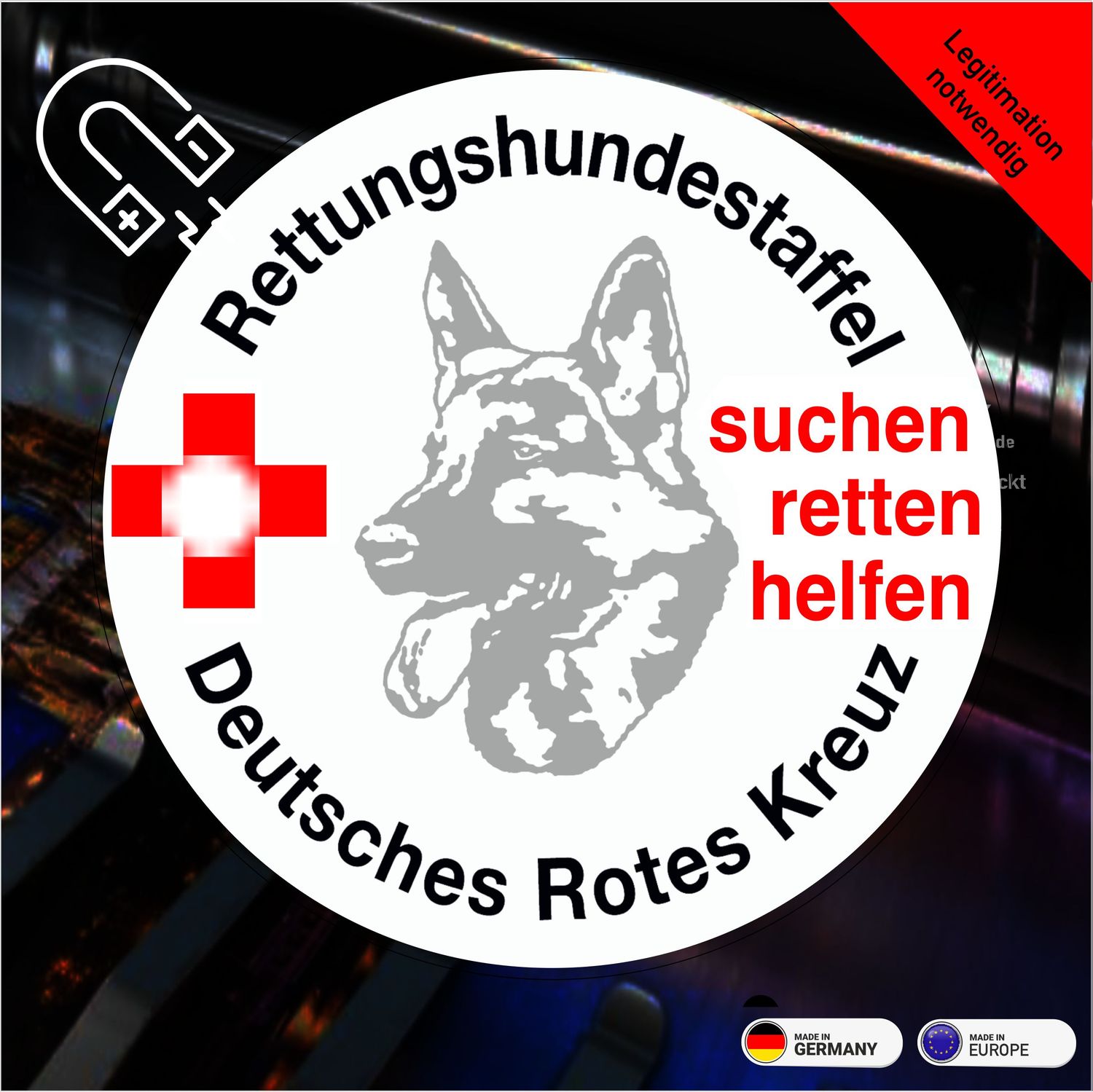 Rettungshundestaffel  Rundlogo  - Magnetschild 12 cm